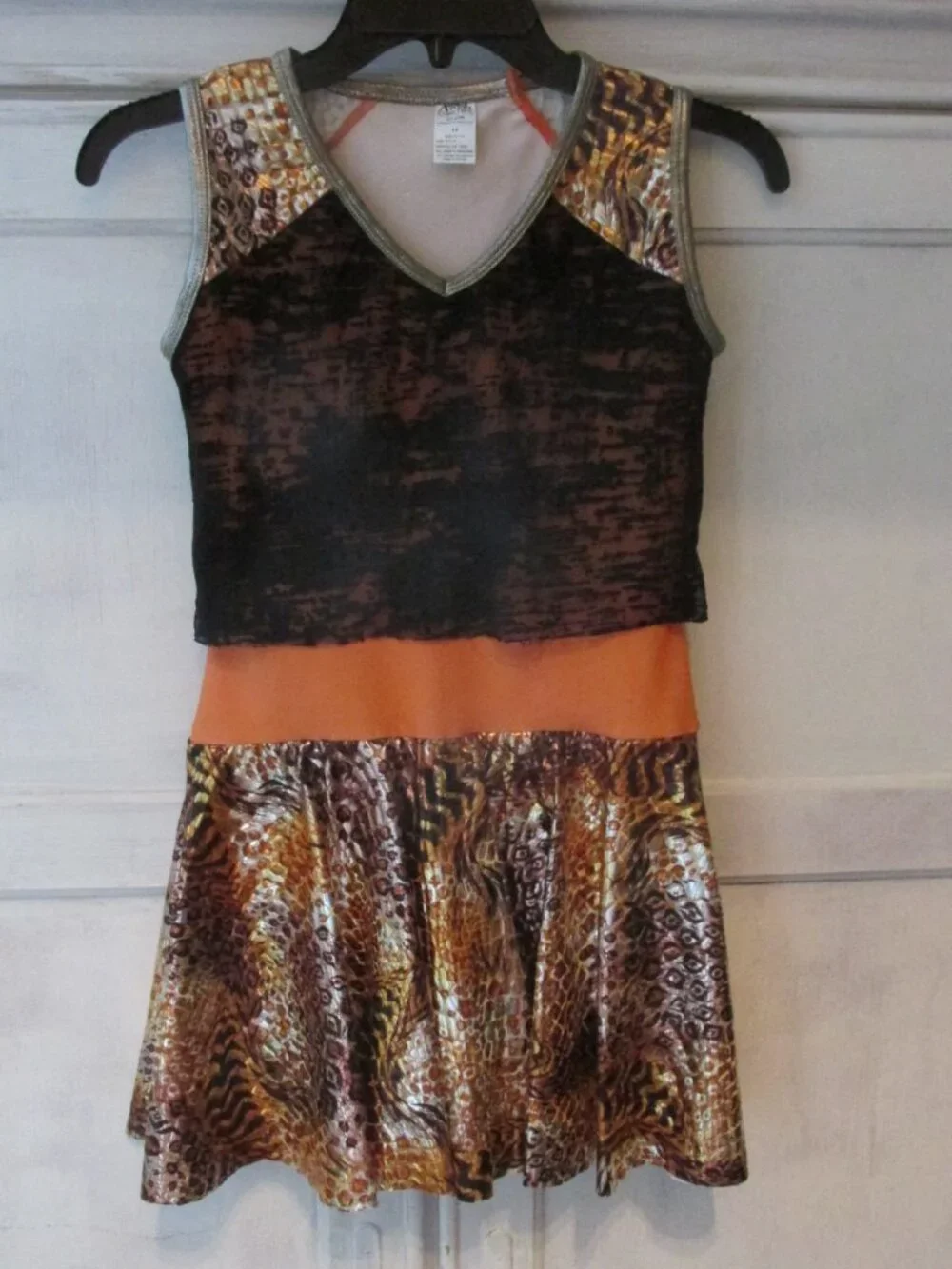 AWISH COME TRUE GIRL'S SIZE L LEOTARD V1906 ORANGE FALL AUTUMN DANCE COSTUME ACT